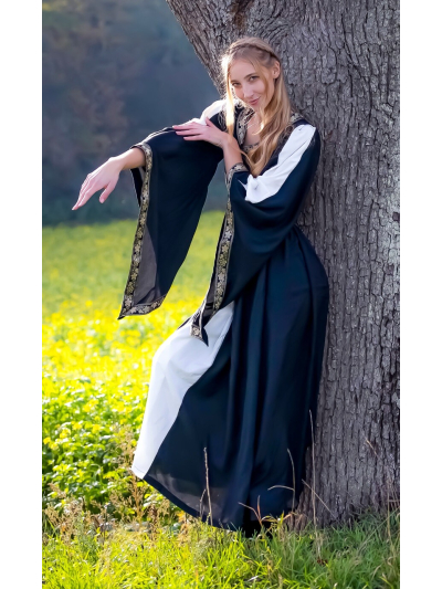 Trollfelsen Leonardo Carbone Mittelalter Gewandung Ritter Maid Burgfrau Edles Viskose Kleid Ivette Schwarz Weiß _2_ Trollfelsen Leonardo Carbone Mittelalter Gewandung Ritter Maid Burgfrau Edles Viskose Kleid Ivette Schwarz Weiß _2_
